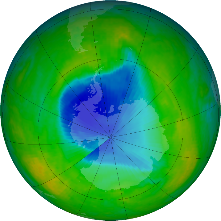 Antarctic ozone map for 24 November 2003